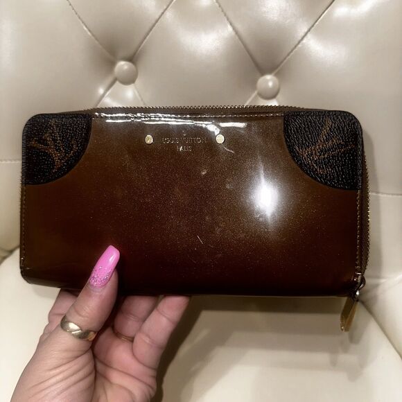 LOUIS VUITTON Monogram Zippy Venice Long Wallet Khaki Vernis Authentic - Picture 14 of 16